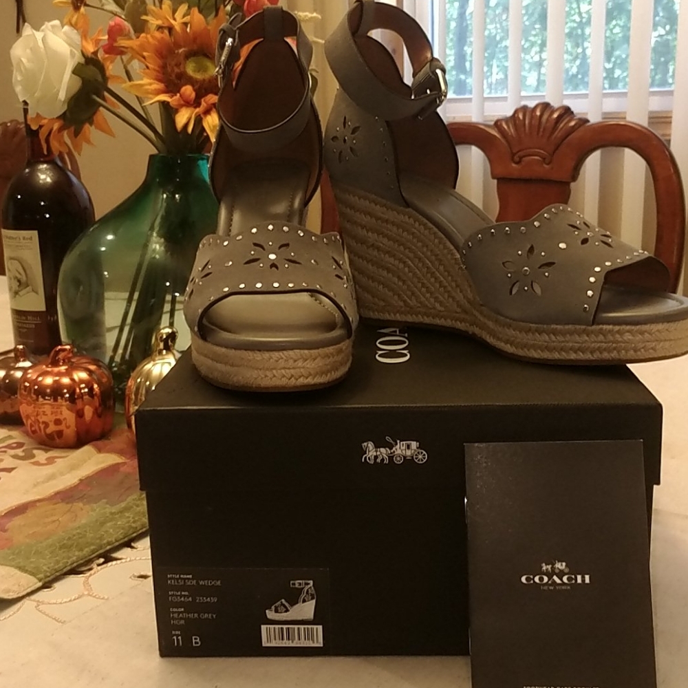 COACH Wedge Suede Sandals